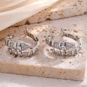 Lux silver snake serpenti  zircon Silver Hoop Earrings